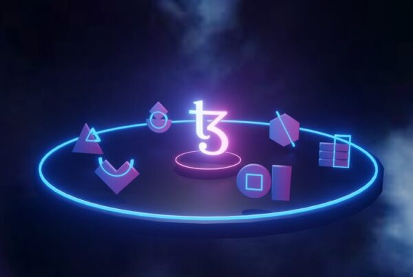 Blockchain technology neon aesthetic