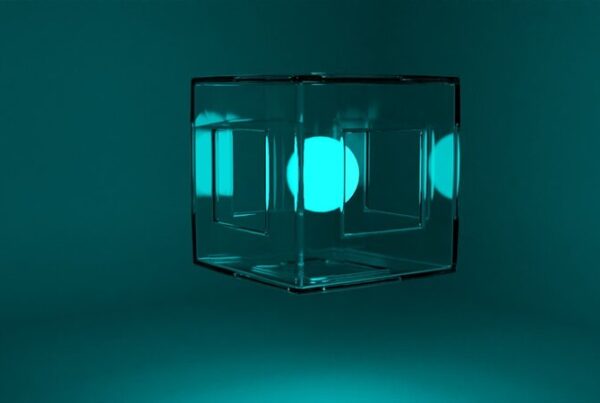 Transparent glass cube representing on-chain transparency in gaming