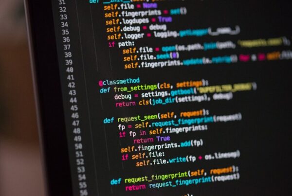 Source code on a computer screen